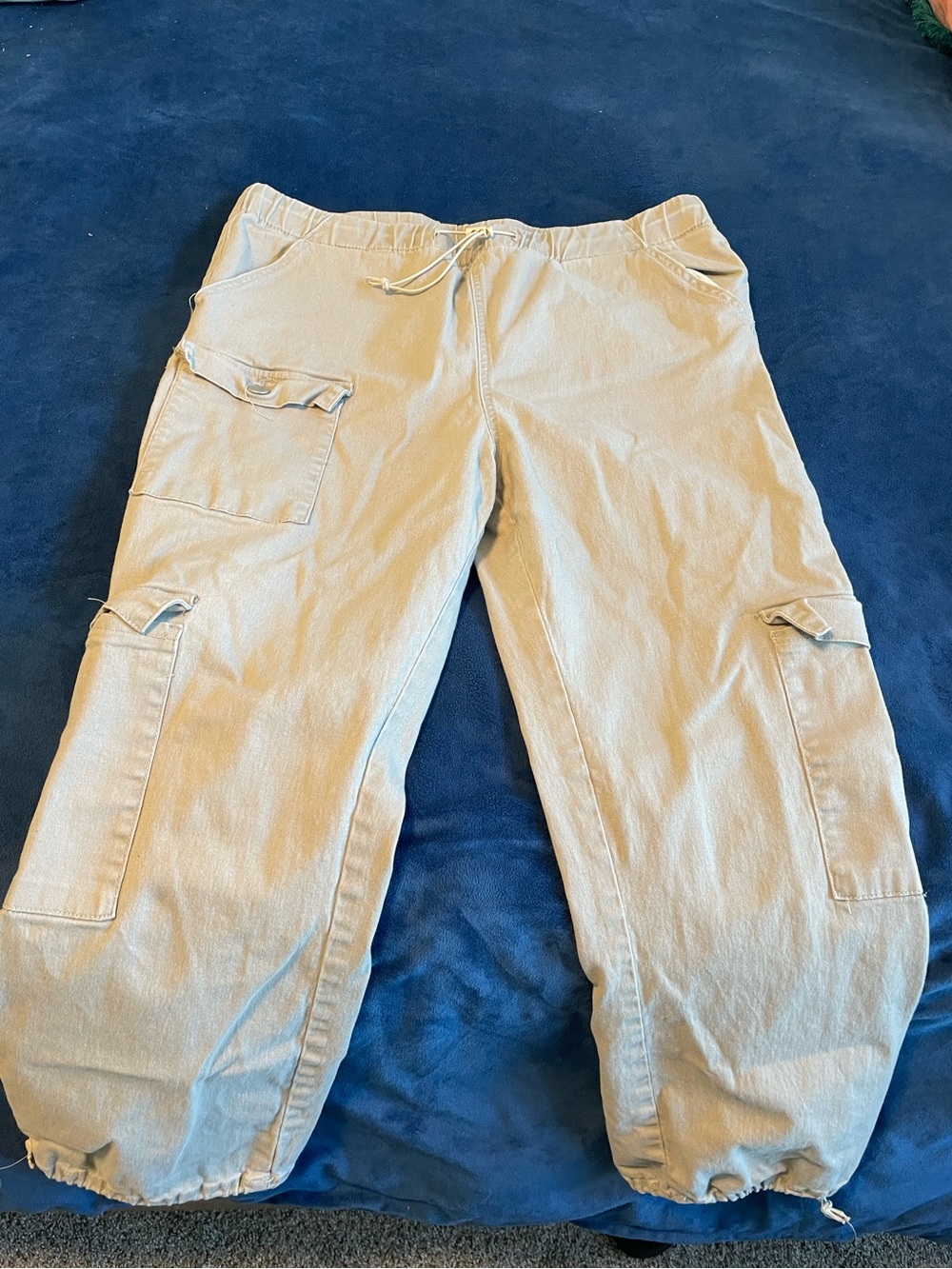 VIP Tan Cargo Jogger Pants with Drawstring Waist